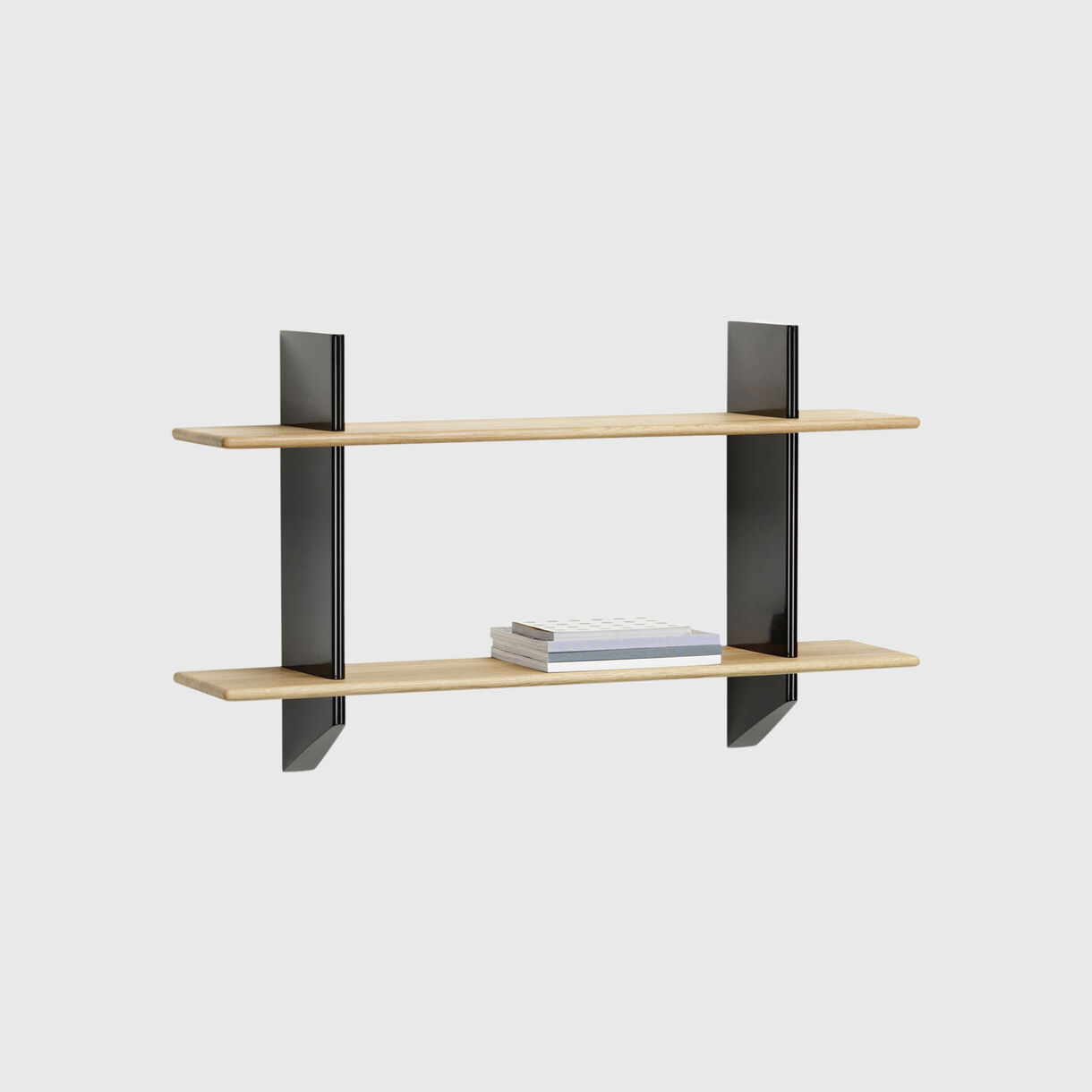 Rayonnage Mural Bookcase, Deep Black, Natural Oak